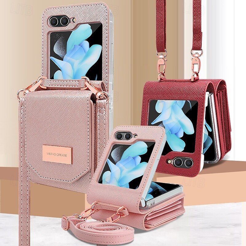 telefono Custodia Per Capovolgi Z 6 Z Flip 5 Z Flip 4 Z Flip 3 Per retro con cordino Slot per schede Resistente agli urti Retrò TPU pelle sintetica del 2025 a $30.99 –P2
