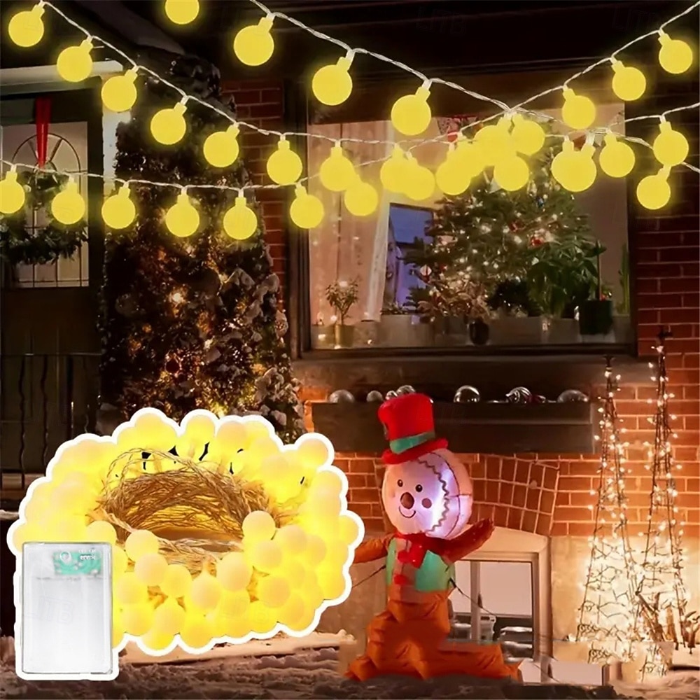 10м 80 LED светодиодные шары на батарейках наружные струнные огни для вечеринок садов и праздничного декора 2026 - $26.99 –P16