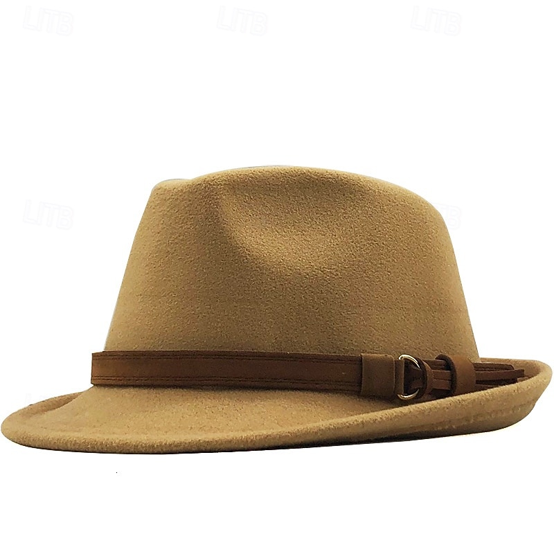 Men's Sun Hat Cowboy Hat Panama Hat Fedora Trilby Hat Black Wine Woolen Vintage Style Fashion 18th Century State of Texas Daily Theme Party Solid / Plain Color Sunscreen Cosplay 2026 - $13.49 –P2