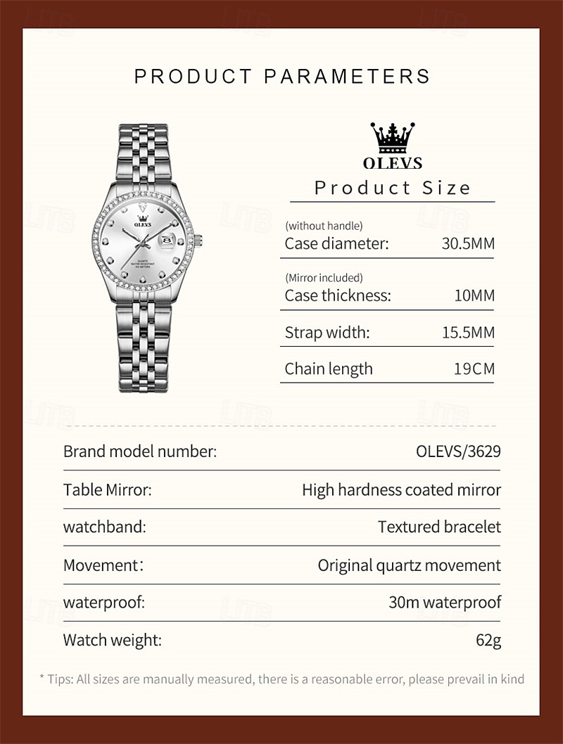 New Olevs Olevs Brand Mother's Day Gift for Women'S Trend Fashion Steel Belt Watch Calendar Luminous With Diamonds Simple Leisure Quartz Watch Waterproof Sports Versatile Wristwatch 2026 - $32.99 –P12