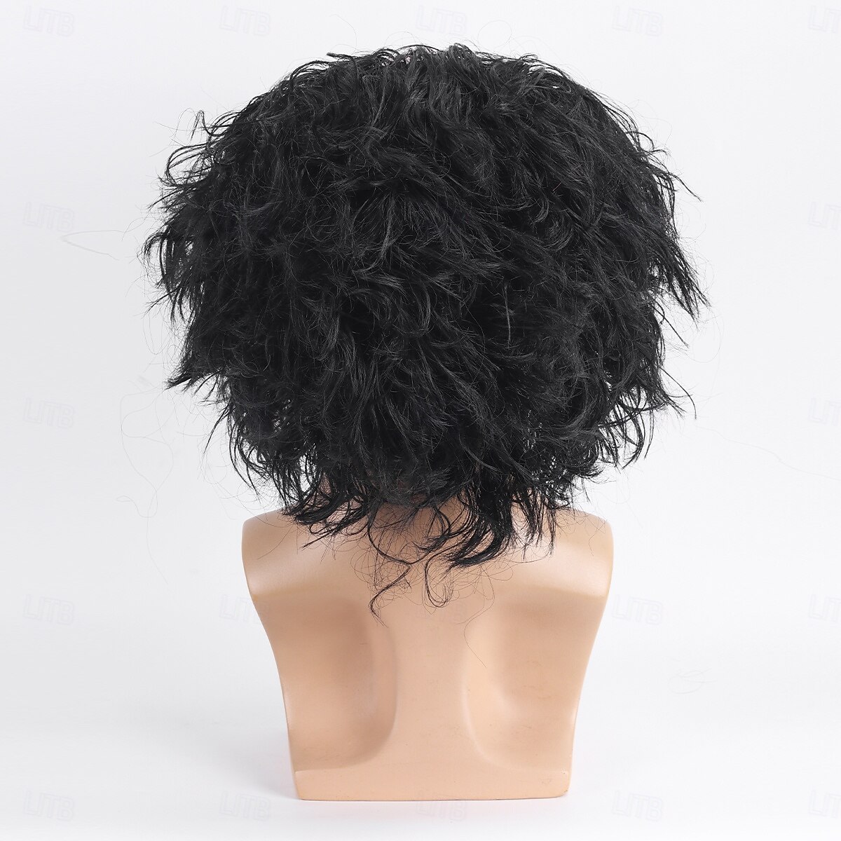 Pelucas sintéticas Rizado Con flequillo Hecho a Máquina Peluca Corta Negro Pelo sintético Hombre Negro 2025 - GBP £11 –P6