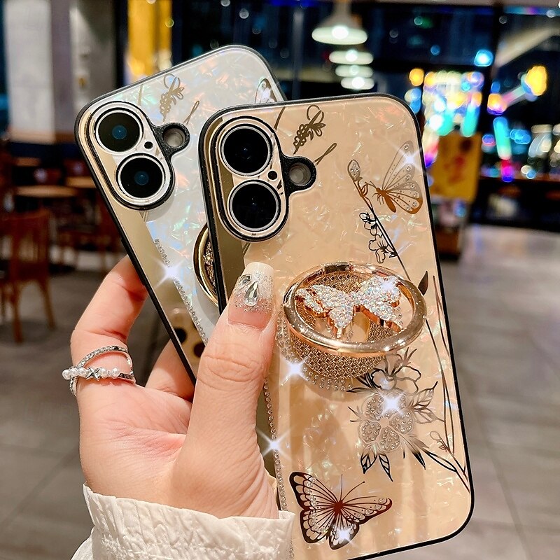 Phone Case For iPhone 16 Pro Max Plus iPhone 15 Pro Max Plus iPhone 14 13 12 11 Pro Max Plus iPhone 14 Pro Max iPhone 13 12 11 Pro Max Back Cover with Stand Holder with Wrist Strap Shockproof Retro 2025 - €17.36 –P4