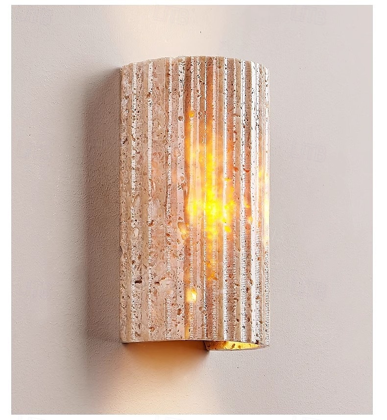 wabi-sabi keltainen travertiini puolisylinterinen led seinälamppu lamppu led tunnelma valo portaikko piha retro parveke kylpyhuone keltainen travertiini 110-240v 10 w 2025 - $129.99 –P2