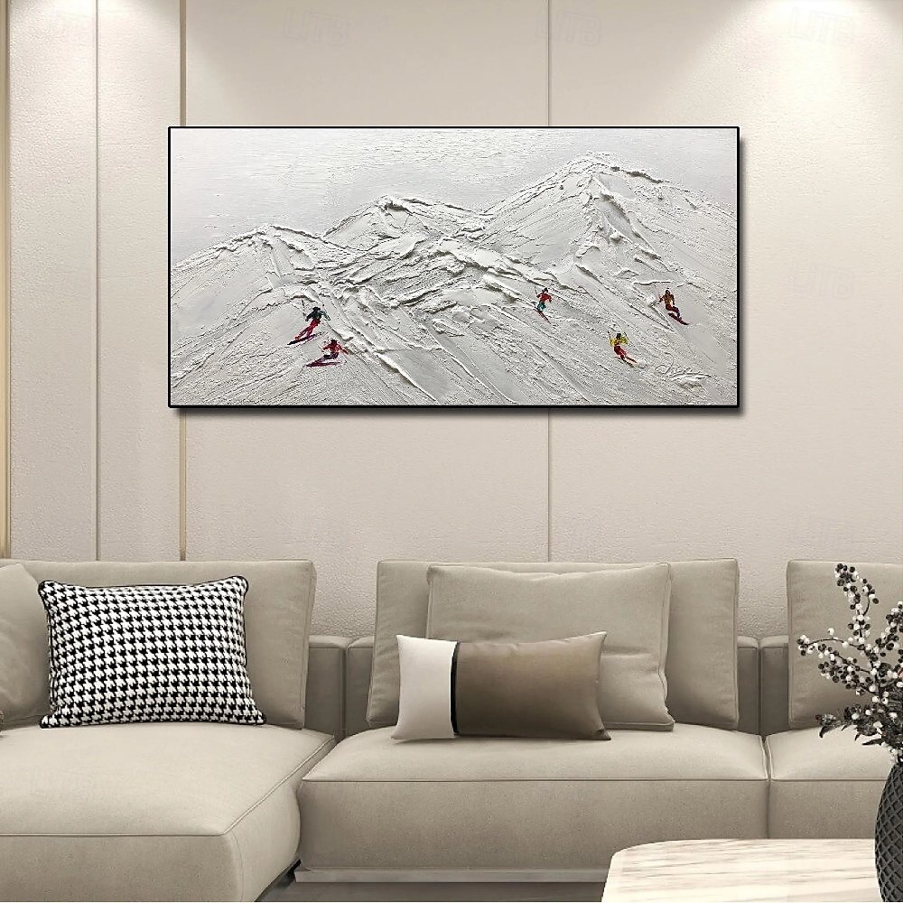 großes handgemachtes abstraktes Leinwandbild handgemaltes Ski-Schnee-abstraktes Gemälde nordisches abstraktes Ski-Gemälde für Wohnzimmer abstraktes Gemälde Boho abstraktes Wandbild 2025 - $125.99 –P2