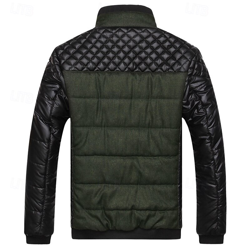 Herr Vinterjacka Pufferjacka Quiltad jacka Vadderad Klassisk Stil Polyester Ficka Utomhus Datum Ledigt / vardag Normal Mode Ledigt Håller värmen Vindtät Vinter Färgblock Mörkgrå Blå Grön Pufferjacka 2025 - $44.99 –P2