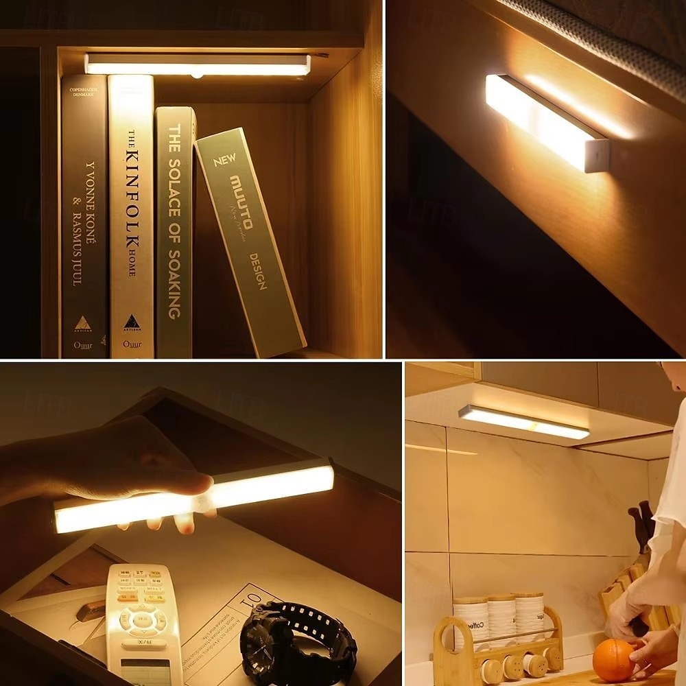 Veilleuse à détection de mouvement à LED rechargeable par USB, bande lumineuse à trois tons, câble intelligent, sans fil, pour armoire de chambre à coucher, armoire à vin, garde-robe, couloir, de 2025 ? $14.99 –P2