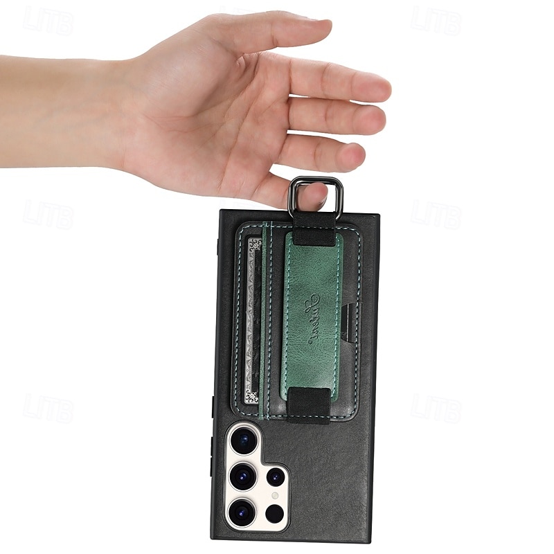 telefon Carcasă Pro S24 S24 Ultra Plus S23 Ultra Plus S23 S22 S22 Plus Ultra S25 Ultra Zadní kryt se stojánkem s poutkem na zápěstí Slot pro kartu Retro TPU PC PU kůže 2025 - $19.99 –P7
