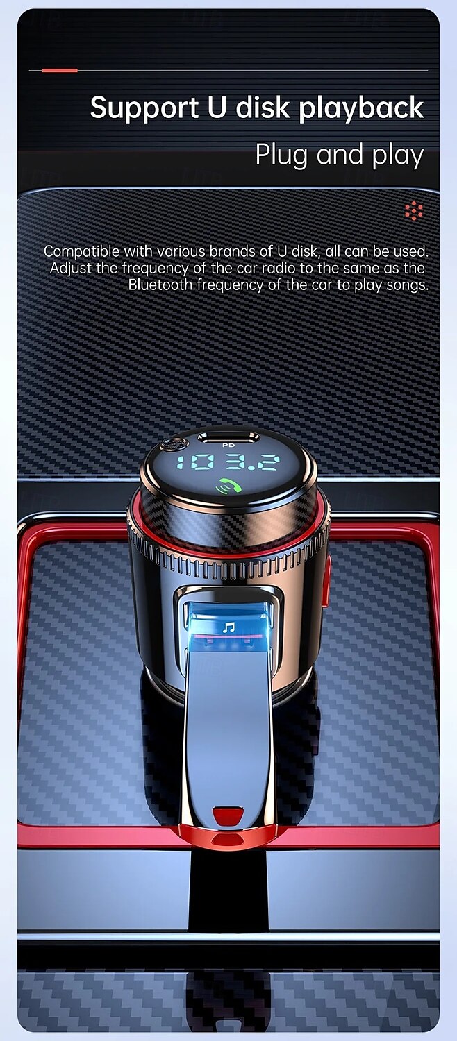 PD30WQC 3.0 Bluetooth 5.4 Car MP3 Player FM Transmitter Wireless Handsfree U Disk Play USB Car Fast Charge Adapter 2025 - $31.99 –P6