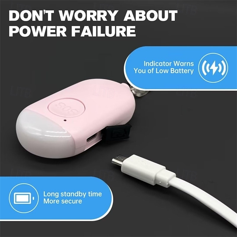 Pequeño llavero de autodefensa con sirena y luz LED SOS recargable de 120 dB que ayuda a los ancianos &Niños Emergencias Ancianos Personas mayores Pacientes discapacitados 2025 - $19.99 –P5