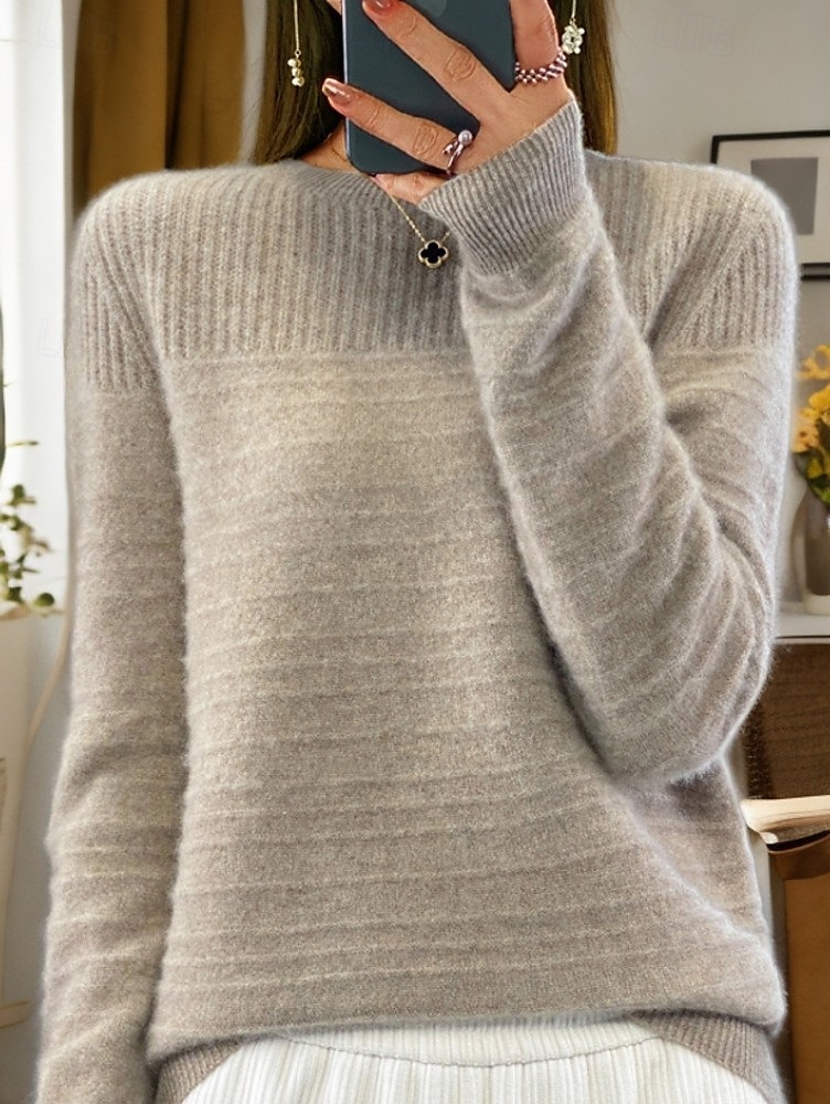 sweter damski sweterek sweterek z okrągłym dekoltem dzianinowy dzianinowy wiosna jesień dom codziennie święto codziennie miękki długi rękaw czysty kolor różowy czerwony 2025 - $45.99 –P10