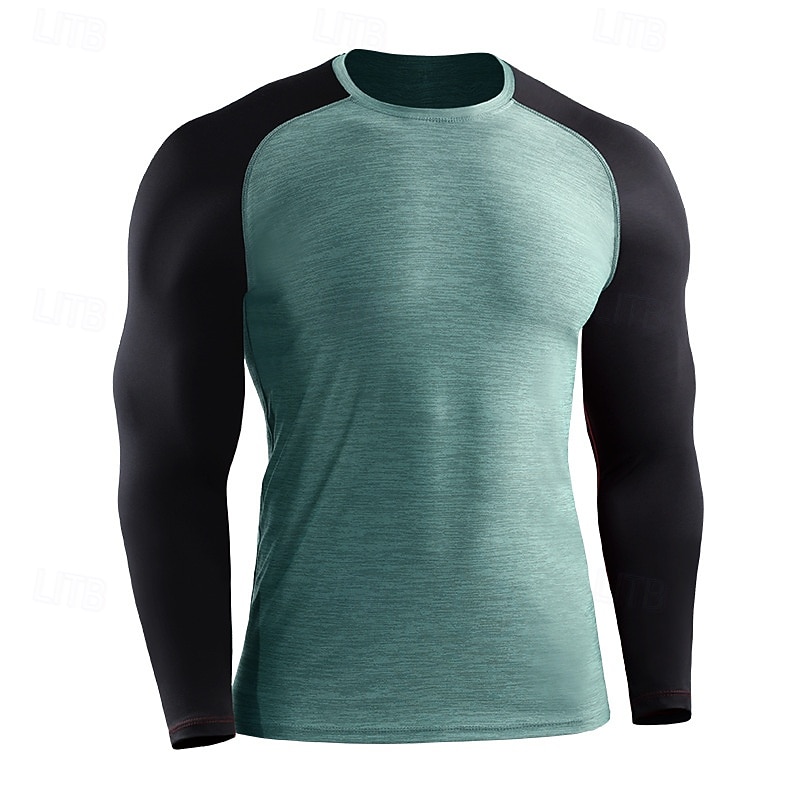 Men's Color Block Running T-Shirt Spring Fall Long Sleeve Casual Athleisure Quick Dry Breathable Gym Workout Running Walking Jogging Red Dark Navy Sage Sportswear Activewear 2026 - $21.99 –P1