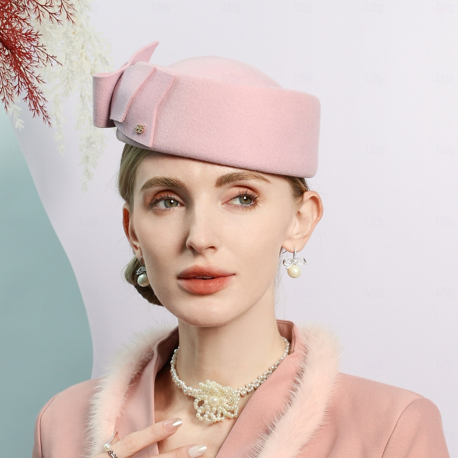 hoed 100% Wol Damesbaret Fedorahoed Bruiloft cocktail Elegant Bruiloft Met Strik Pure Kleur Helm Hoofddeksels 2026 - $49.99 –P3