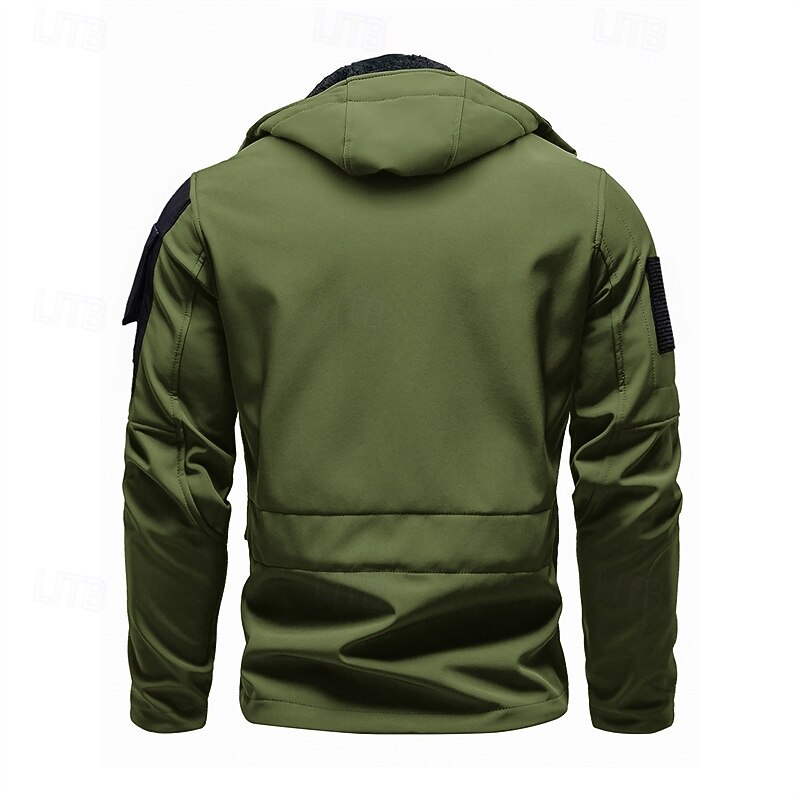 Herren Softshelljacke Wanderjacke Winter Draussen Farbblock Winddicht Wasserabweisend Windjacke Reisen Schwarz Armeegrün Grau 2025 - $55.99 –P6