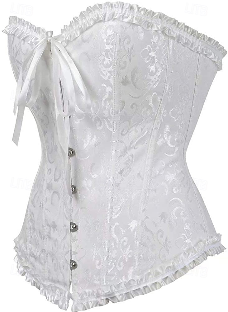 corset corsete de dimensiuni plus pentru femei corsete country sexy doamnă dragă control burtă push up jacquard jacquard cârlig cu flori abstracte &amp; ochi lace up nailon / bumbac nunta special 2025 - $28.99 –P13