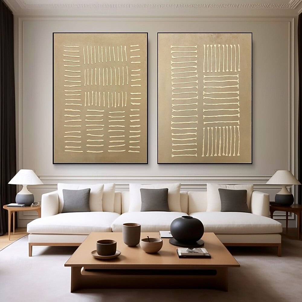 Oil painting Wabi sabi artwork handmade Wall Art Beige Abstract Painting on Canvas hand painted A Pair Beige Texture painting Wall Art Neutral Abstract Wall Art Boho Wal Decor oil painting 2025 - $116.99 –P2