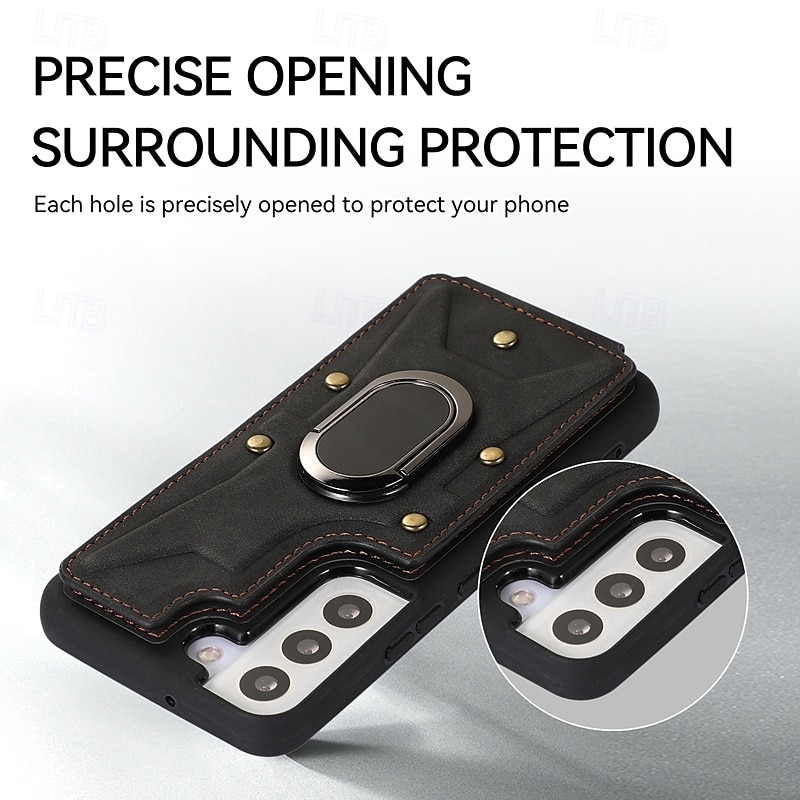 Phone Case For S23 Ultra Plus S23 S22 S22 Plus  Ultra S21 FE S21 S21 Ultra Plus A54 A34 A14 S20 Plus S20 Ultra Back Cover Ring Holder Shockproof Retro TPU PU Leather 2025 - $18.99 –P8