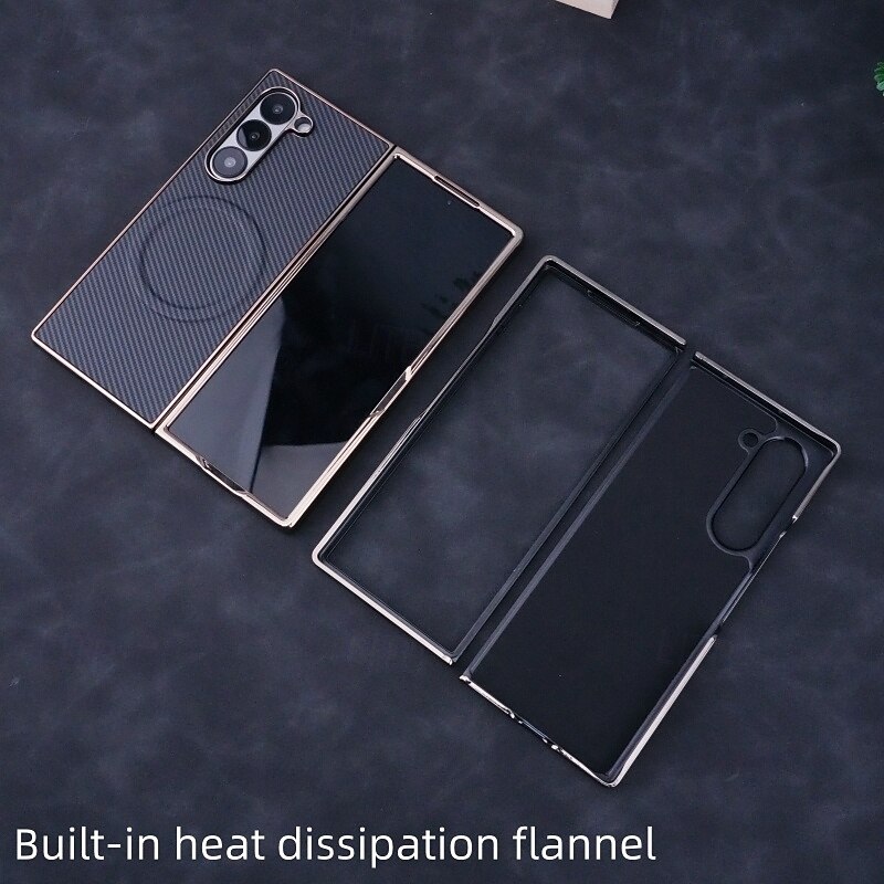 телефон Кейс для Назначение Z-образный сгиб 7 Z-сгиб 6 Z Fold 5 Z Fold 4 Z Fold 3 Кейс на заднюю панель со стендом Магнитный Поддержка беспроводной зарядки Ретро Углеродное волокно Покрытие 2025 - $16.99 –P7