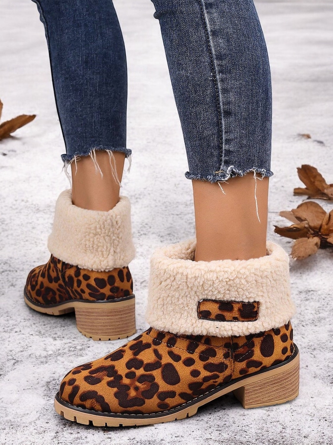 Women's Red Leopard Print Winter Boots with Faux Fur Lining and Chunky Heel – Warm and Stylish Snow Boots 2025 - $34.99 –P4