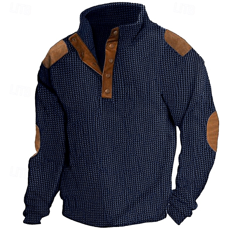 Men's T shirt Tee Waffle Shirt Tee Top Color Block Henley Street Vacation Long Sleeve Clothing Apparel Fashion Designer Basic 2025 - $10.99 –P7