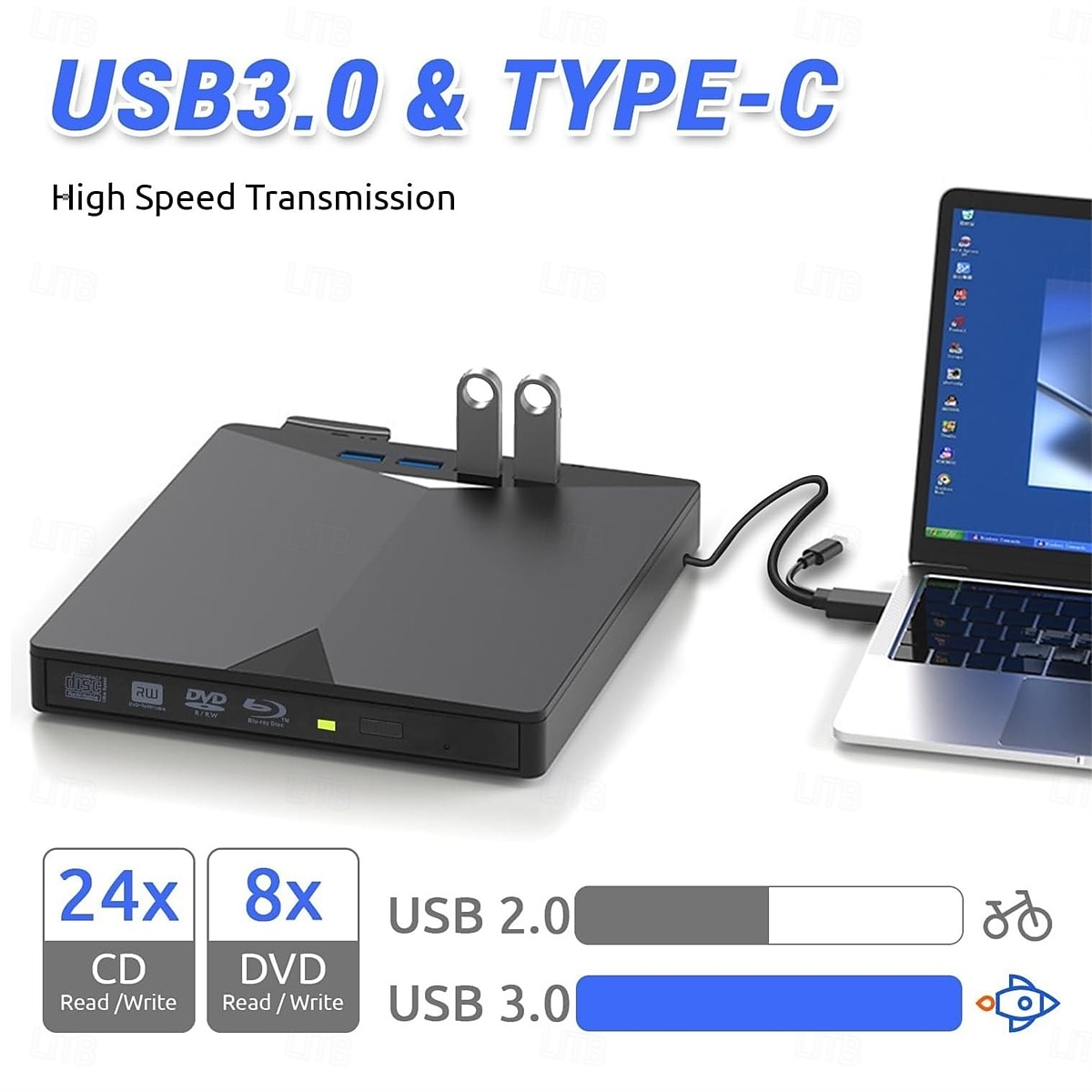 külső dvd meghajtó blu-ray meghajtó 7 az 1-ben blu ray meghajtó usb 3.0  & típusú c dvd/bd lejátszó blu ray író író hordozható 3d cd dvd író vékony optikai bluray meghajtó laptophoz 2025 - $95.99 –P4