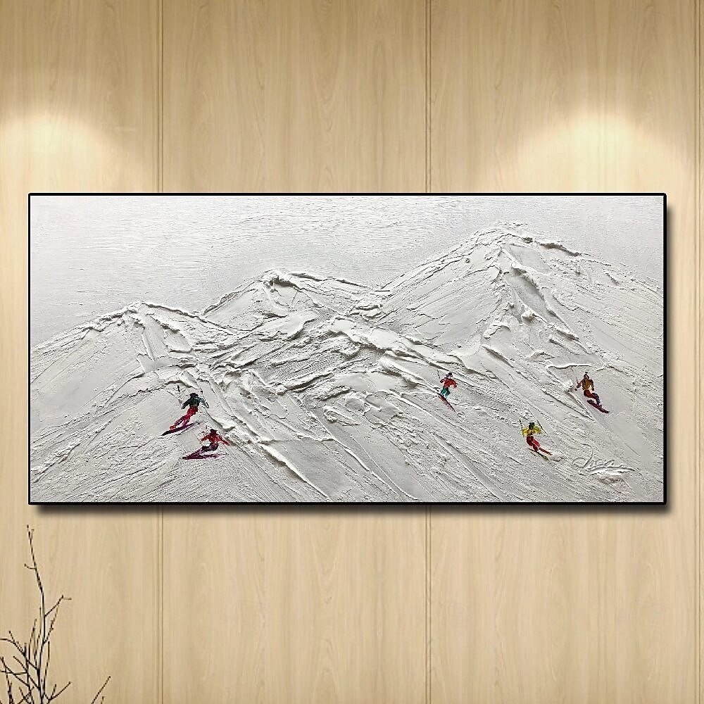 großes handgemachtes abstraktes Leinwandbild handgemaltes Ski-Schnee-abstraktes Gemälde nordisches abstraktes Ski-Gemälde für Wohnzimmer abstraktes Gemälde Boho abstraktes Wandbild 2025 - $125.99 –P4