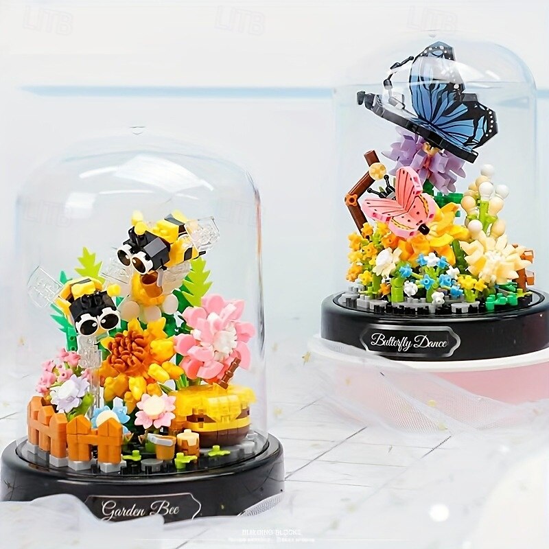 blocs de construction bouquet immortel décoration de bureau à domicile ornements cadeaux de Noël assemblage blocs de construction jouets cadeaux d'Halloween bricolage fait à la main épissage jouets de 2025 ? $28.99 –P6