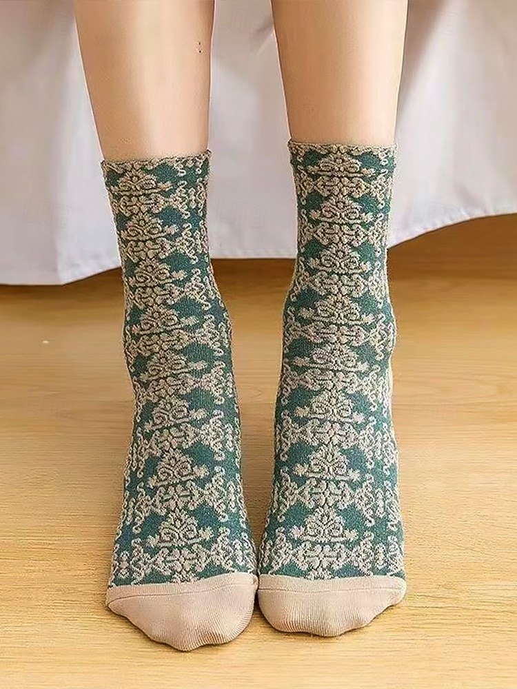 șosete vintage de damă cu broderie florală – design retro elegant, ideal pentru purtarea de zi cu zi 2025 - $14.99 –P3