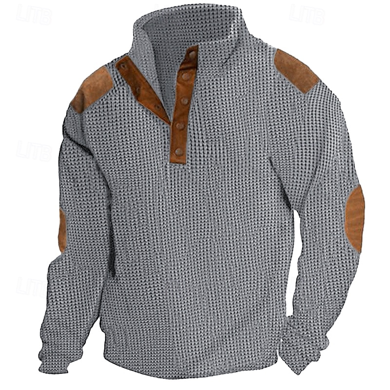 Men's T shirt Tee Waffle Shirt Tee Top Color Block Henley Street Vacation Long Sleeve Clothing Apparel Fashion Designer Basic 2025 - $10.99 –P6