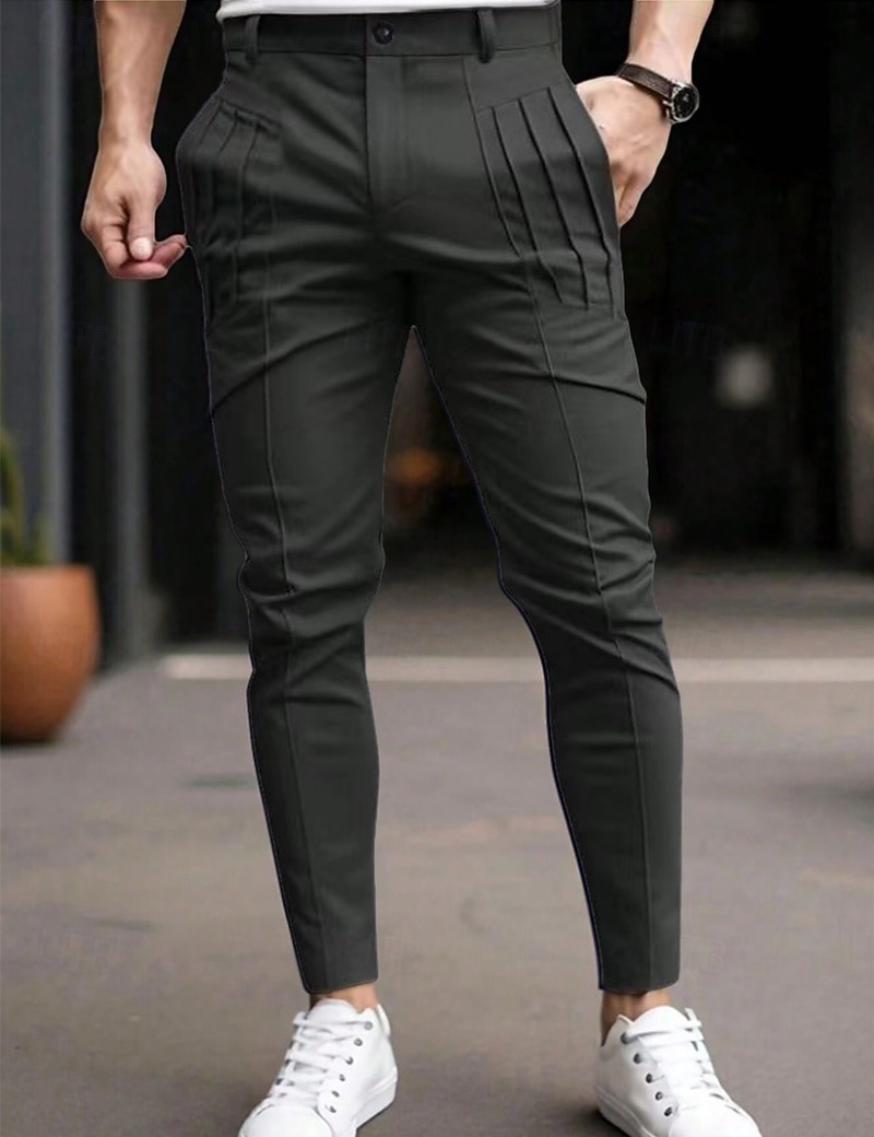 Ανδρικά Παντελόνια κινέζικα Παντελόνι Chino Casual παντελόνι Τσέπη Ελαστική μέση Πιέτες Σκέτο Άνεση Moale Πλήρες μήκος ΕΞΩΤΕΡΙΚΟΥ ΧΩΡΟΥ Καθημερινά Εξόδου Μοντέρνα Κομψό στυλ street Μαύρο Θαλασσί 2026 - $29.99 –P4