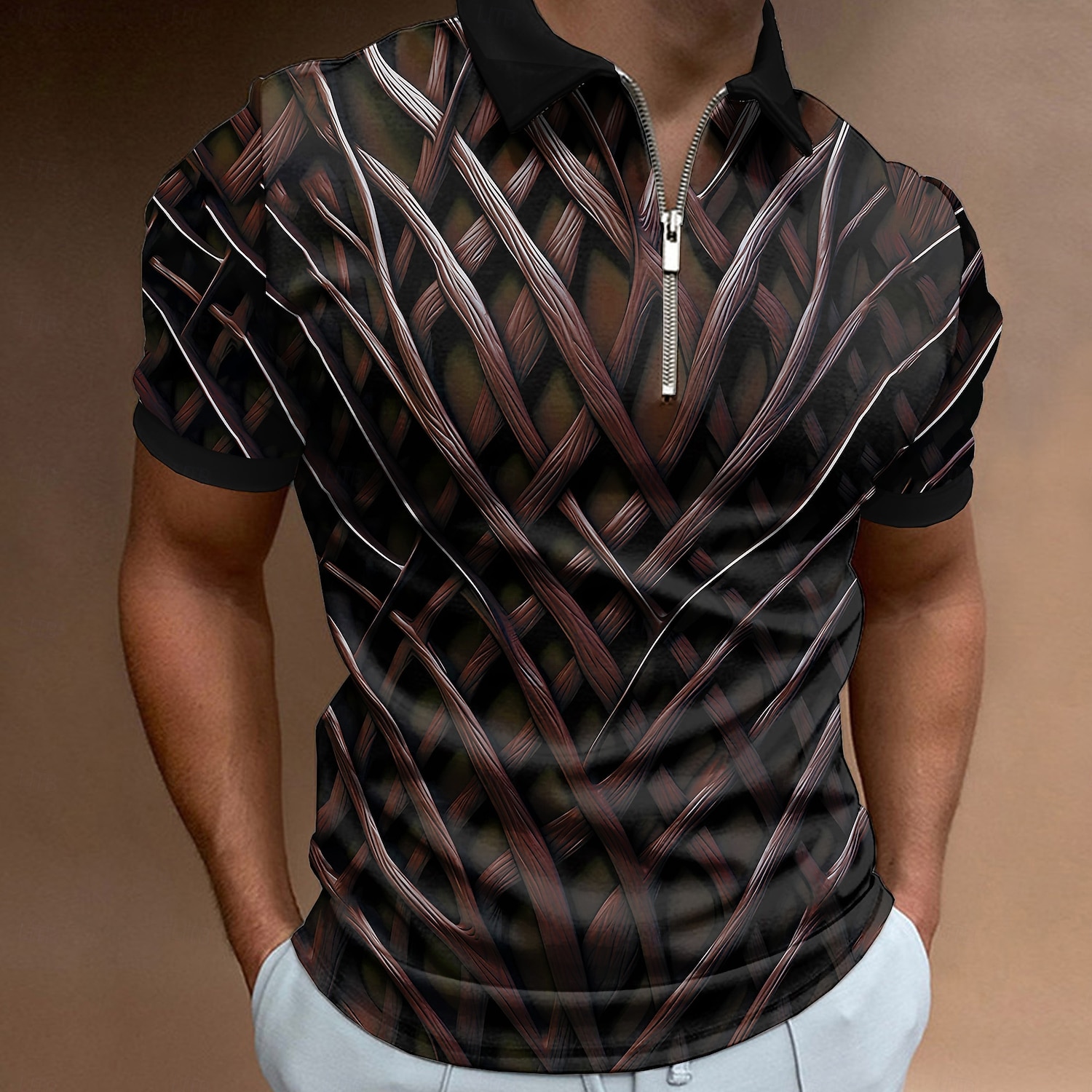 Per uomo Grafico Polo con zip Maglia da golf Manica Corta Magliette polo Camicie con Colletto Casual Abbigliamento da vacanza Abbigliamento da rave Abiti da festa Stampa 3D Polo con cerniera a un del 2026 a $23.99 –P2