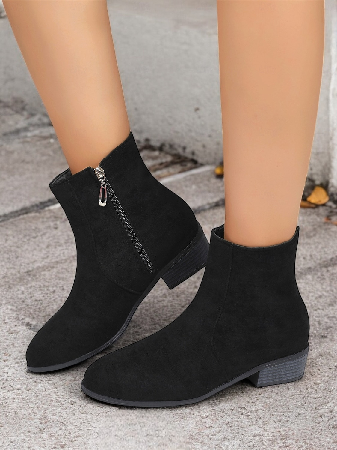 Women's Casual Faux Suede Ankle Boots with Side Zipper and Low Block Heels – Comfortable Vintage Booties for Everyday Wear 2025 - $34.99 –P8
