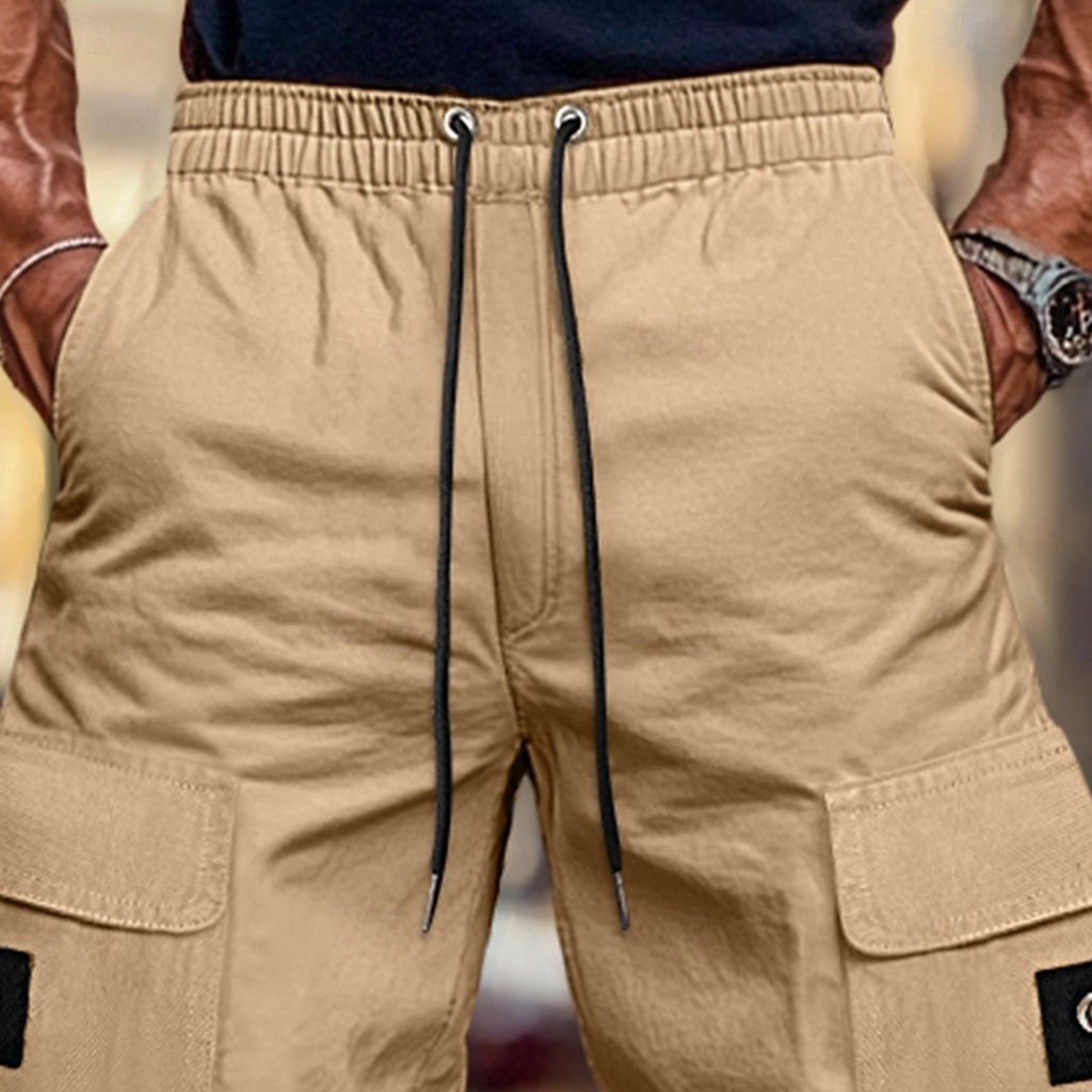 Herren Cargohose Cargohosen Hose Hosen Freizeithose Tasche Elastische Taille Gerade geschnitten Glatt Komfort Weich In voller Länge Outdoor Täglich Ausgehen Modisch Strassenmode Schwarz Armeegrün 2025 - $28.99 –P3