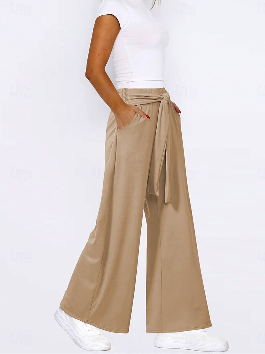 Per donna A zampa Chino Di tendenza Lunghezza intera Vita alta Liscio Tasche Cinturino elastico comodo Morbido Comodo Media elasticità Esterno Strada Cachi Verde militare Grigio Autunno Morbido del 2025 a $24.99 –P8