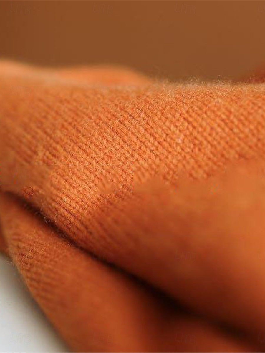 Dam Tröja Pullover tröja Ledigt Mjukt Ren färg Ribbad Polokrage Stickat Långärmad Vanliga toppar Sticka Utomhus Dagligen Helgen Marinblå Orange Höst Vinter 2025 - $35.99 –P7