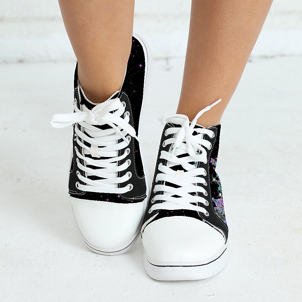 sneakers alte da donna con stampa albero di Natale - scarpe casual leggere e allacciate per le feste, per uno stile da festa del 2025 a $34.99 –P4