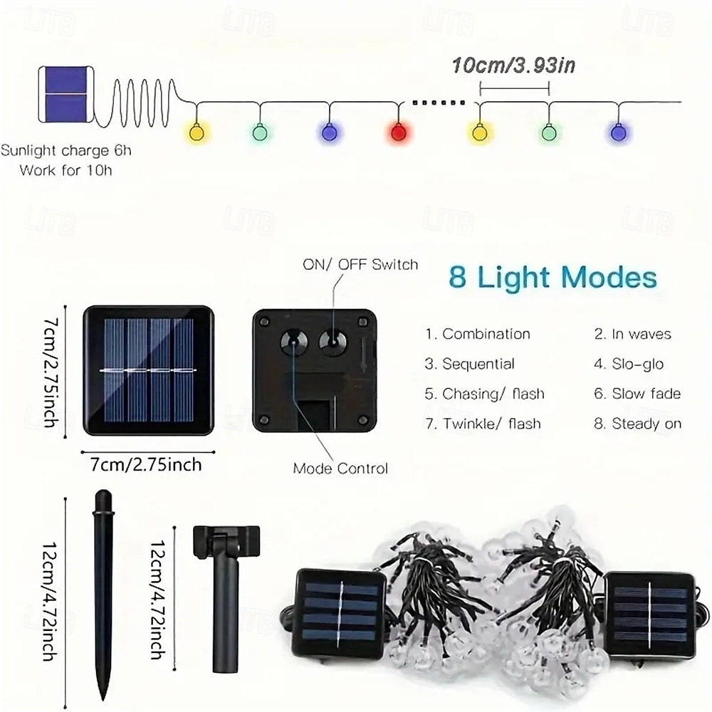20M Solar LED Lantern String Lights, 200 Bubble Ball LEDs String, Waterproof Outdoor for Christmas Garden Decoration 1 Set 2025 - $61.99 –P1
