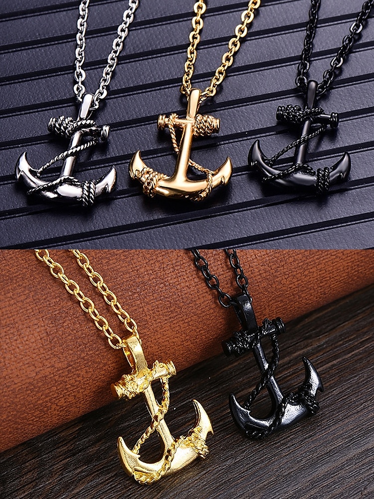 collana con ciondolo a forma di ancora da uomo - gioielli di moda in stile nautico per occasioni casual e formali del 2025 a $8.99 –P5