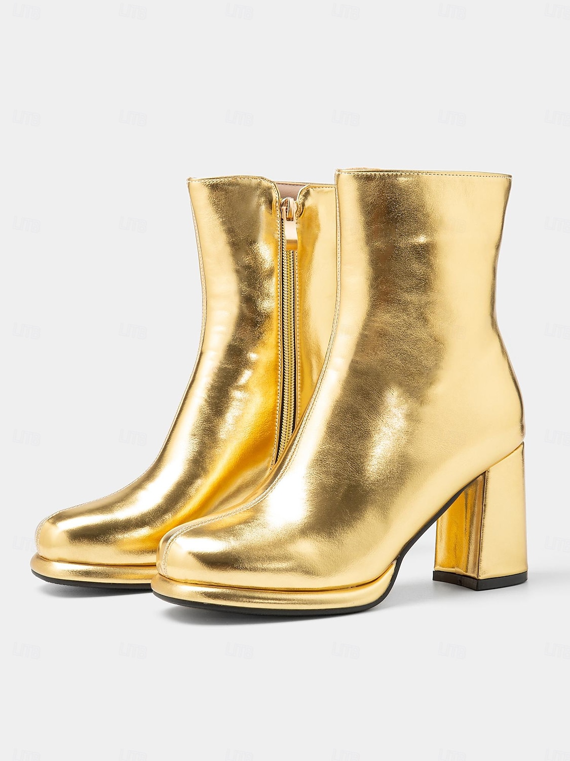 Women's Gold Metallic Ankle Boots – Block Heel Shiny Fashion Boots for Parties and Special Occasions 2025 - $69.99 –P1