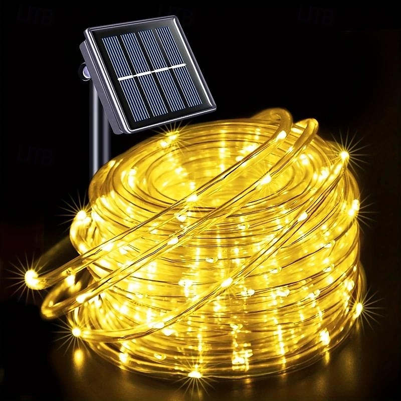 7m-50leds/12m-100leds/22m-200leds świąteczna zewnętrzna lampa solarna na balkon, dziedziniec, ogrodzenie, schody, świąteczna atmosfera, dekoracyjny sznur świetlny 2025 - $12.49 –P8
