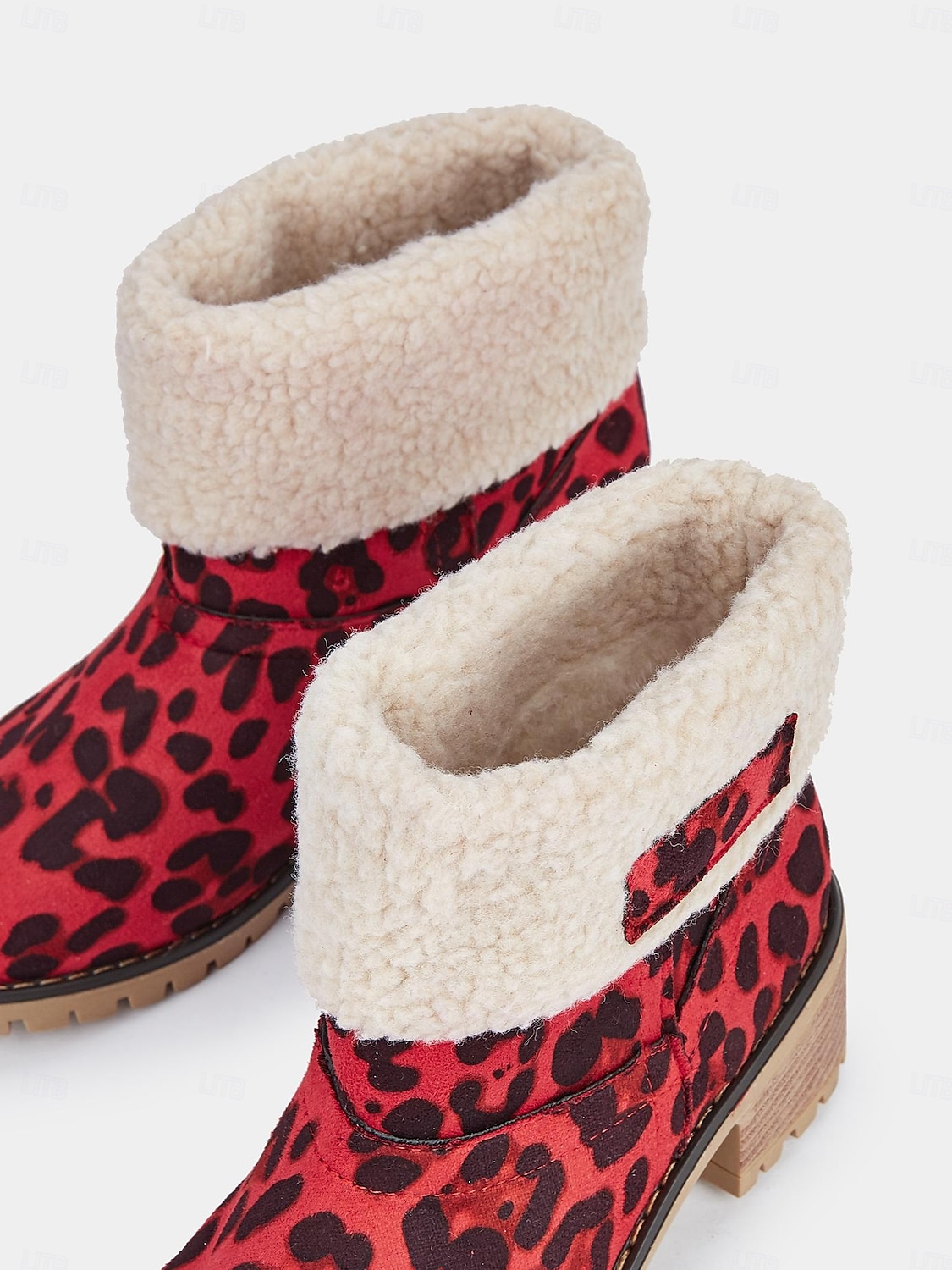 Women's Red Leopard Print Winter Boots with Faux Fur Lining and Chunky Heel – Warm and Stylish Snow Boots 2025 - $34.99 –P2