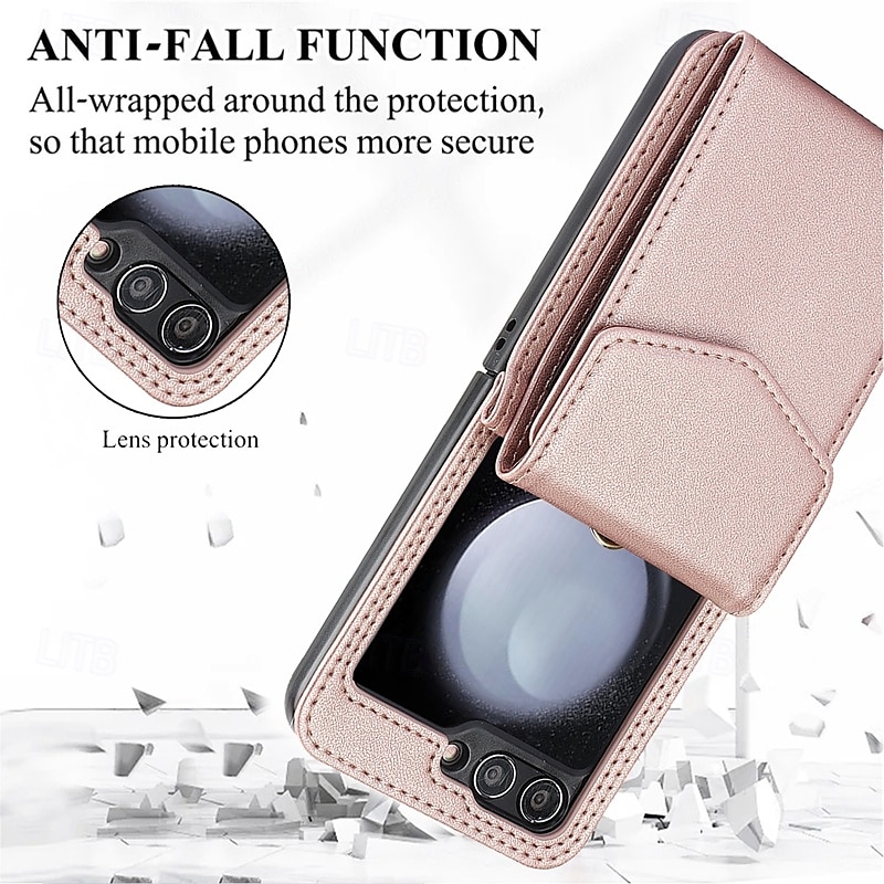 Phone Case For Z Flip 6 Z Flip 5 Z Flip 4 Z Flip 3 Back Cover with Stand Holder with Lanyard Card Slot Retro TPU PU Leather 2025 - $23.99 –P10