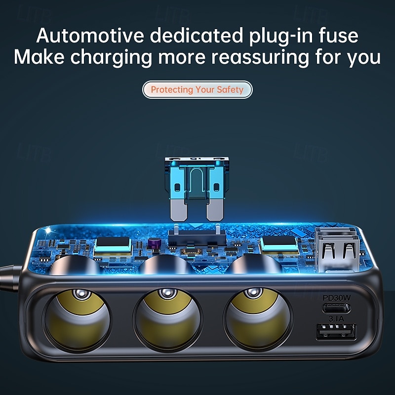 Car Cigarette Lighter Adapter Splitter 9 in 1 Cigarette Lighter USB Charger 3 Socket USB C Car Charger Adapter with Voltmeter 12V/24V Plug Outlet Fast Charging for Phone 2025 - $44.99 –P6