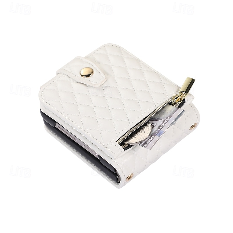 Telefon tok a Z Flip 6 Z Flip 5 Z Flip 4 Z Flip 3 Flip tok állványtartóval cipzárral csuklópánttal retro TPU PU bőr 2025 - $23.99 –P5