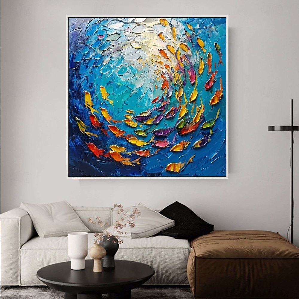 aranyhal olajfestmény 100%-ban kézzel készített nagy koi festmény kézzel festett fal művészet koi halfestés új színes koi művészet koi festmény fali művészet kés művészet festmény lakberendezés dekor 2026 - $101.99 –P8