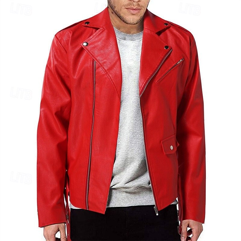 thumbnail image 2 of CLOAKA Men’s Faux Leather Jacket – Vintage Bomber Style, Stand Collar, For Motorcycle & Casual 2 of 13