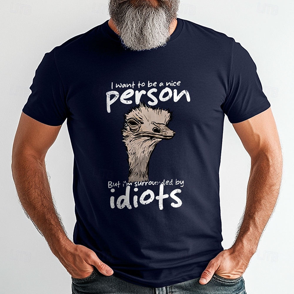 Mannen Grappige Struisvogel Graphic T-Shirt - \, image size:1000x1000