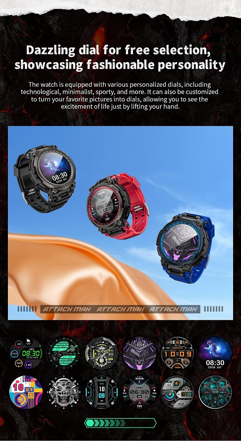 LOKMAT ATTACK MAX Smart Watch 1.53 inch Smartwatch Fitness Running Watch Bluetooth Pedometer Call Reminder Sleep Tracker Compatible with Android iOS Women Men Long Standby Hands-Free Calls Waterproof 2025 - $55.99 –P12