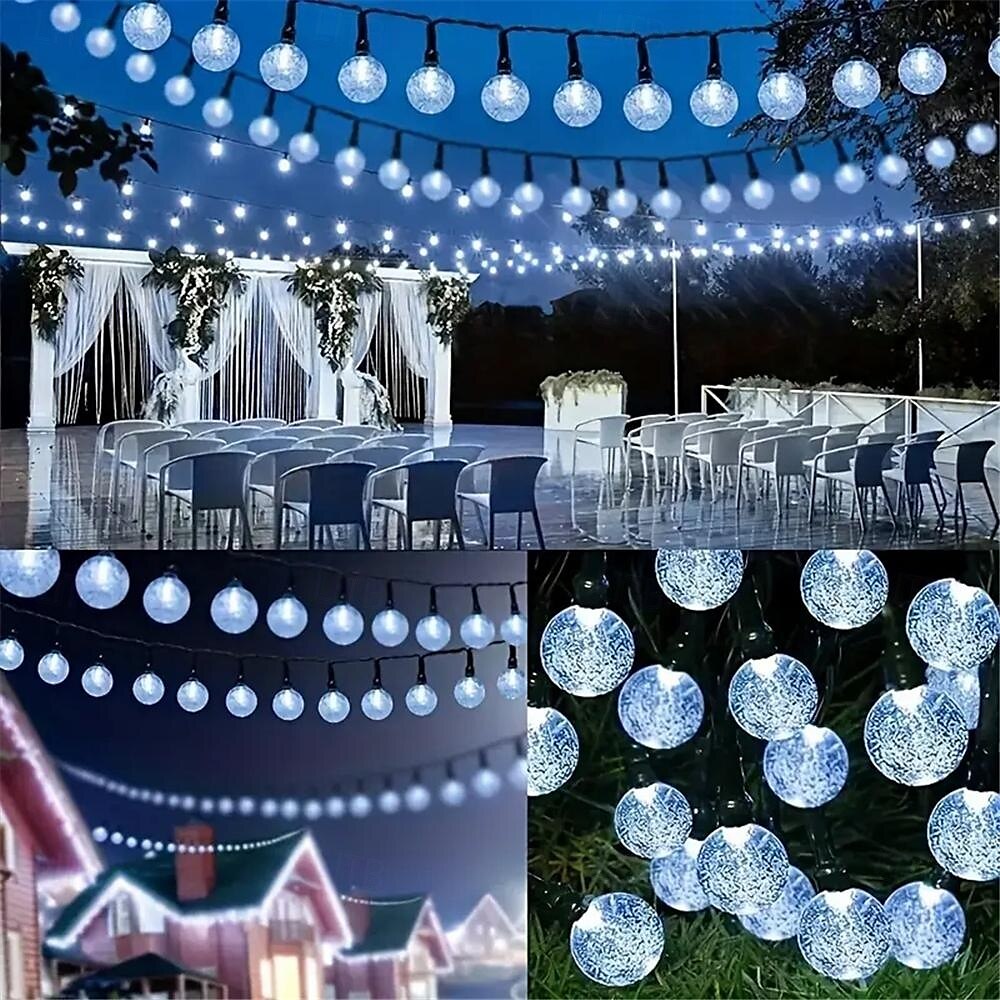 20 m aurinko-LED-lyhtyvalo, 200 kuplapallo-LED-nauha, vedenpitävä ulkokäyttöön joulupuutarhan koristeluun 1 setti 2025 - $106.99 –P18
