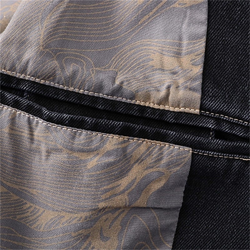 Herr Kavaj Jeansjacka Ledigt Dagliga kläder Semester Mode Ledigt Vår & Höst Polyester Denim Knapp Ficka Bekväm Enkelknäppt Blazer Svart Grå 2025 - $80.99 –P7