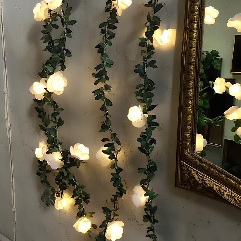 Elegant Wedding Reception Party 6M LED String Light Artificial Green Leaf Ivy Vine, Battery-Powered Decorative Lighting for Christmas, Home, Wedding, Valentine's Day & Garden Decor 2025 - $23.99 –P16